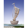 Modern Large Arts Abstract Stainless steel Vessel or ship or boat Sculpture for Outdoor decoration